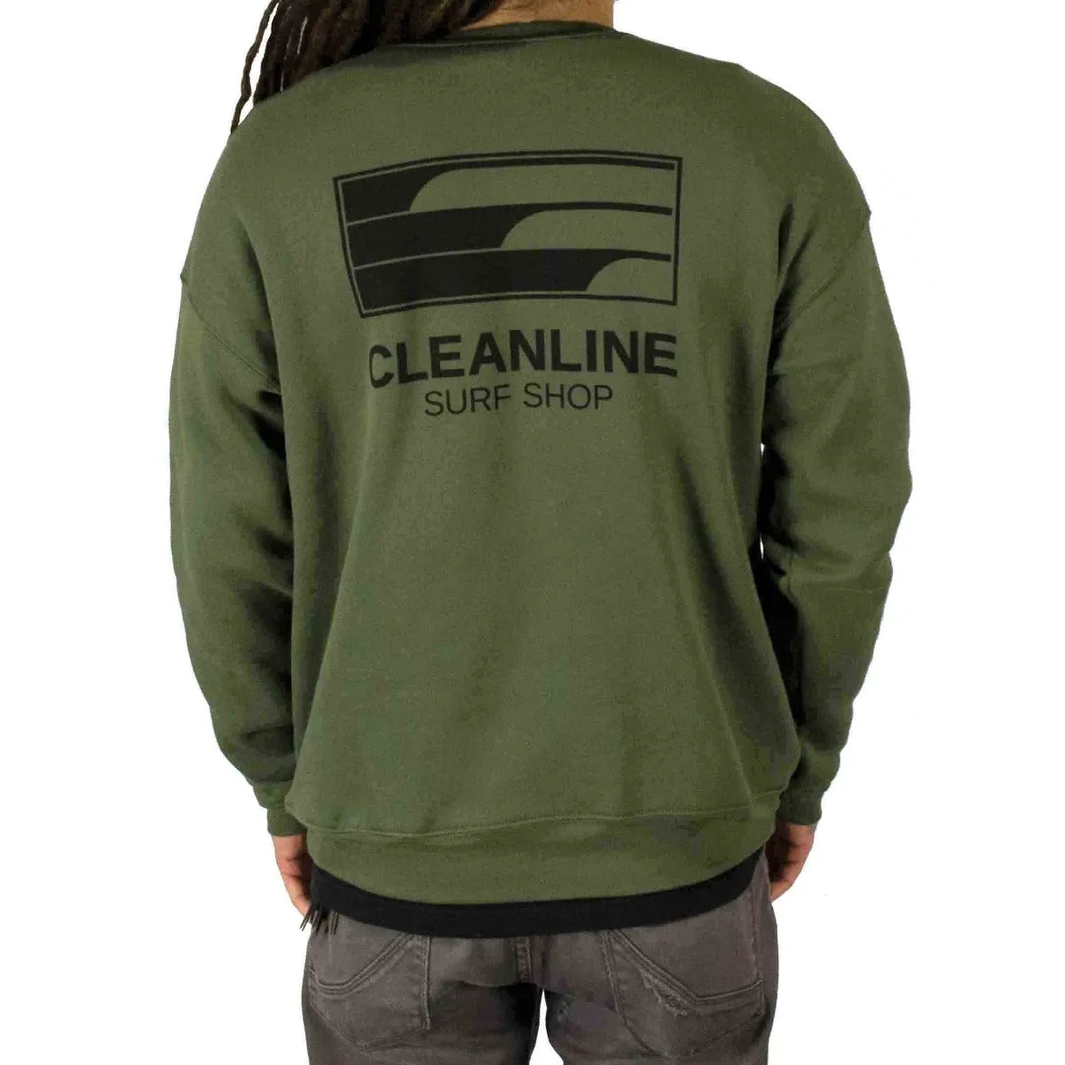 Cleanline Lines Crew Sweatshirt - Military Green