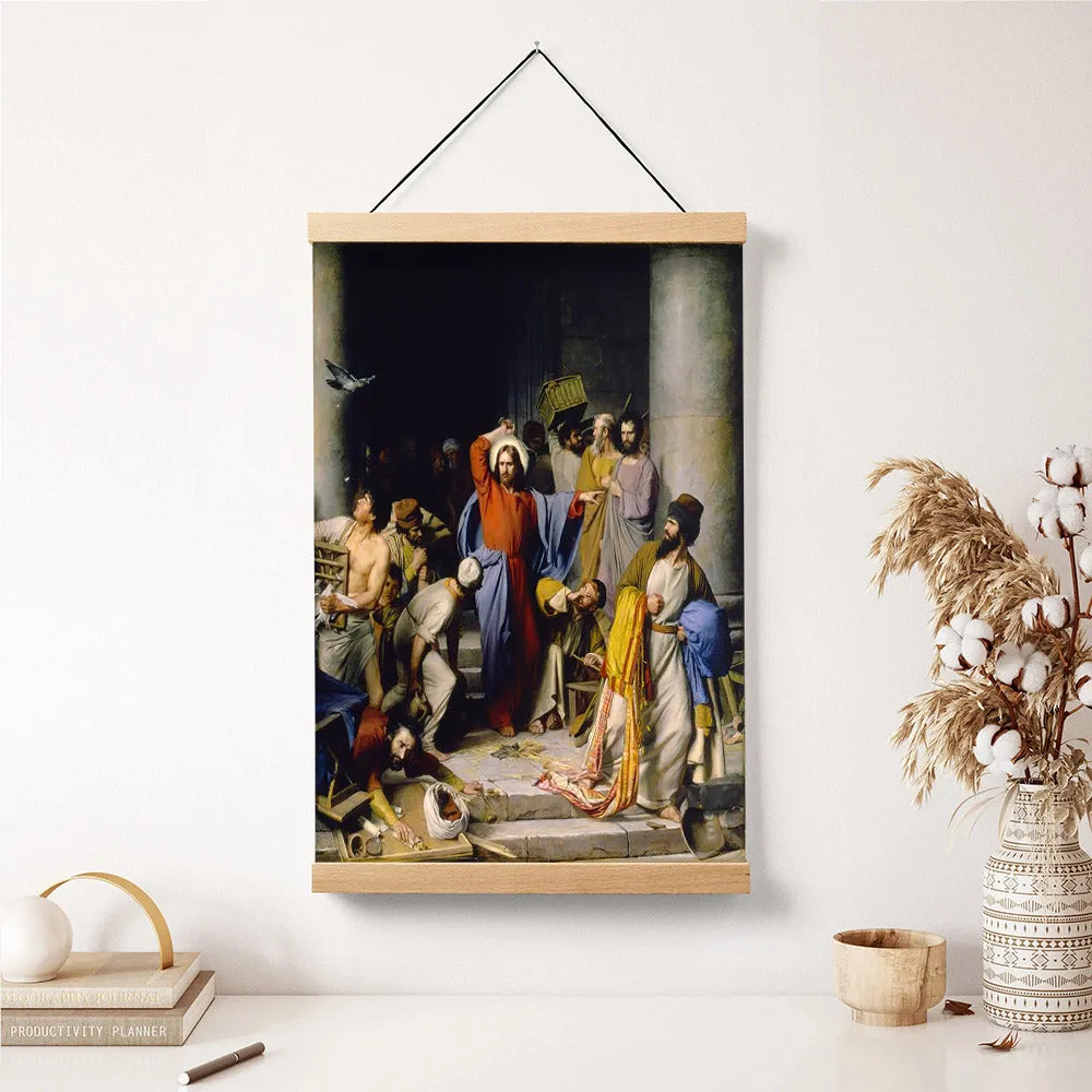 Cleansing Of The Temple Hanging Canvas Wall Art - Christan Wall Decor - Religious Canvas