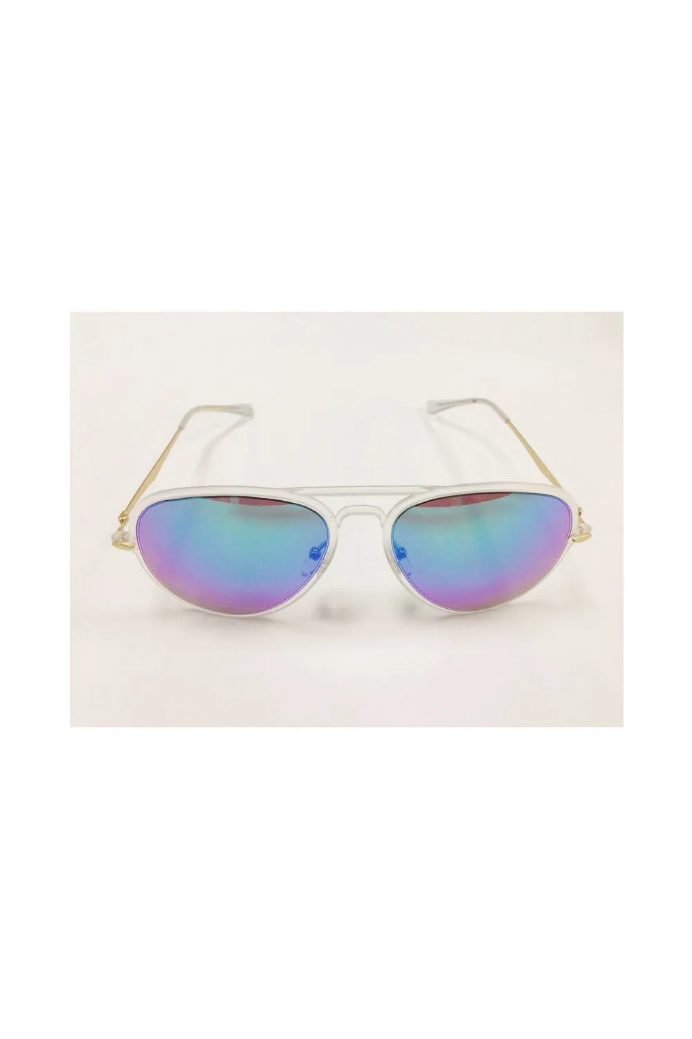 Clear Aviator Sunglasses with Metal Gold Arms