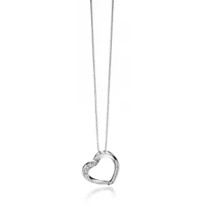 Clear Cubic Zirconia Ribbon Heart Pendant P4324C