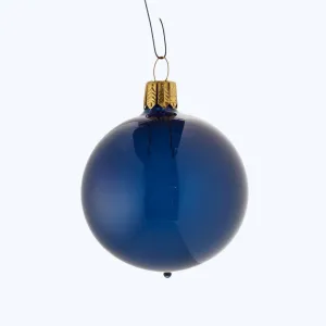 Clear Navy Glass Bulb Ornament