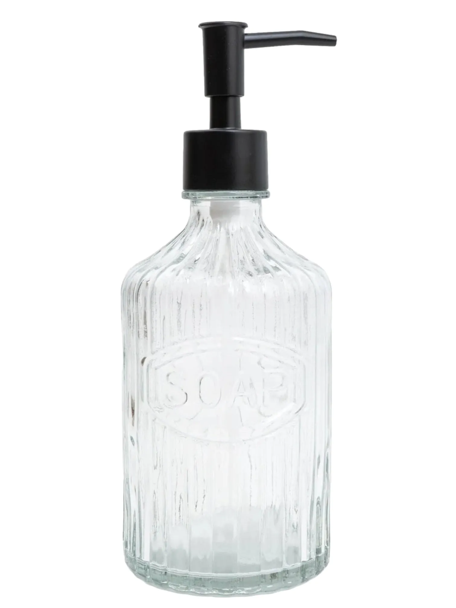 Clear Ribbed Glass Soap Dispenser