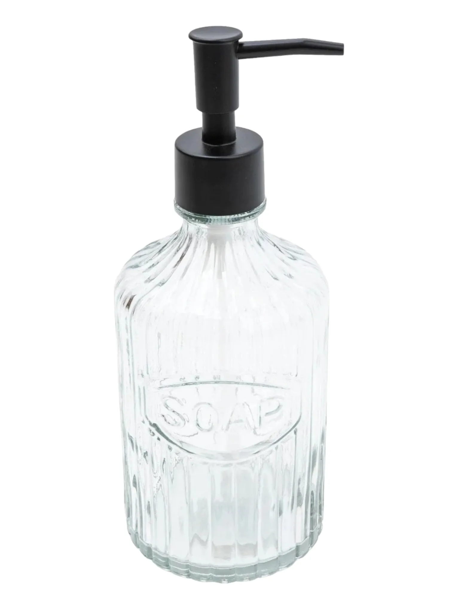 Clear Ribbed Glass Soap Dispenser