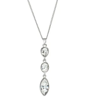 Clear Swarovski Crystal Three Stone Necklace