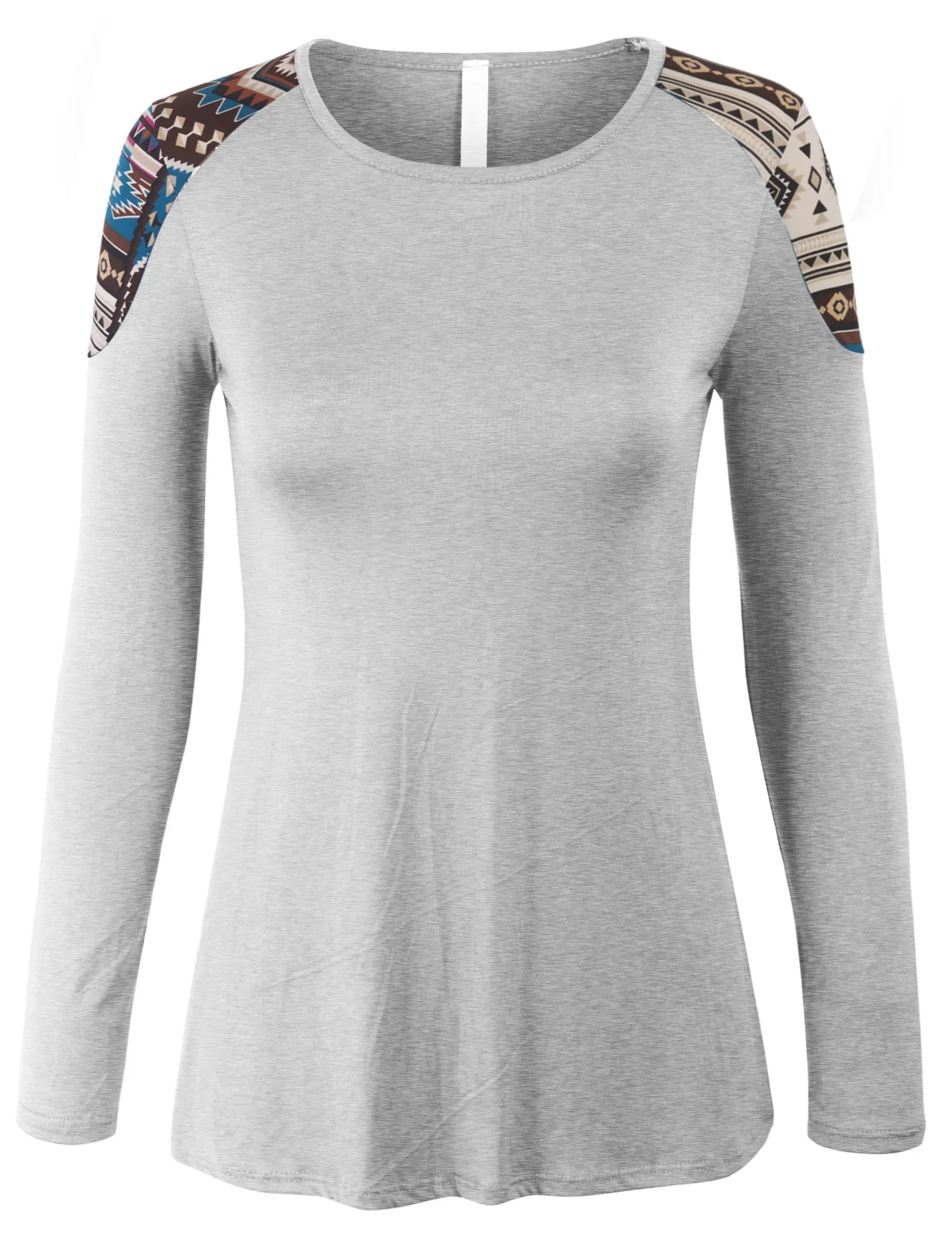 [Clearance] Womens Fashion T shirts Top with Long Sleeve Aztec Print