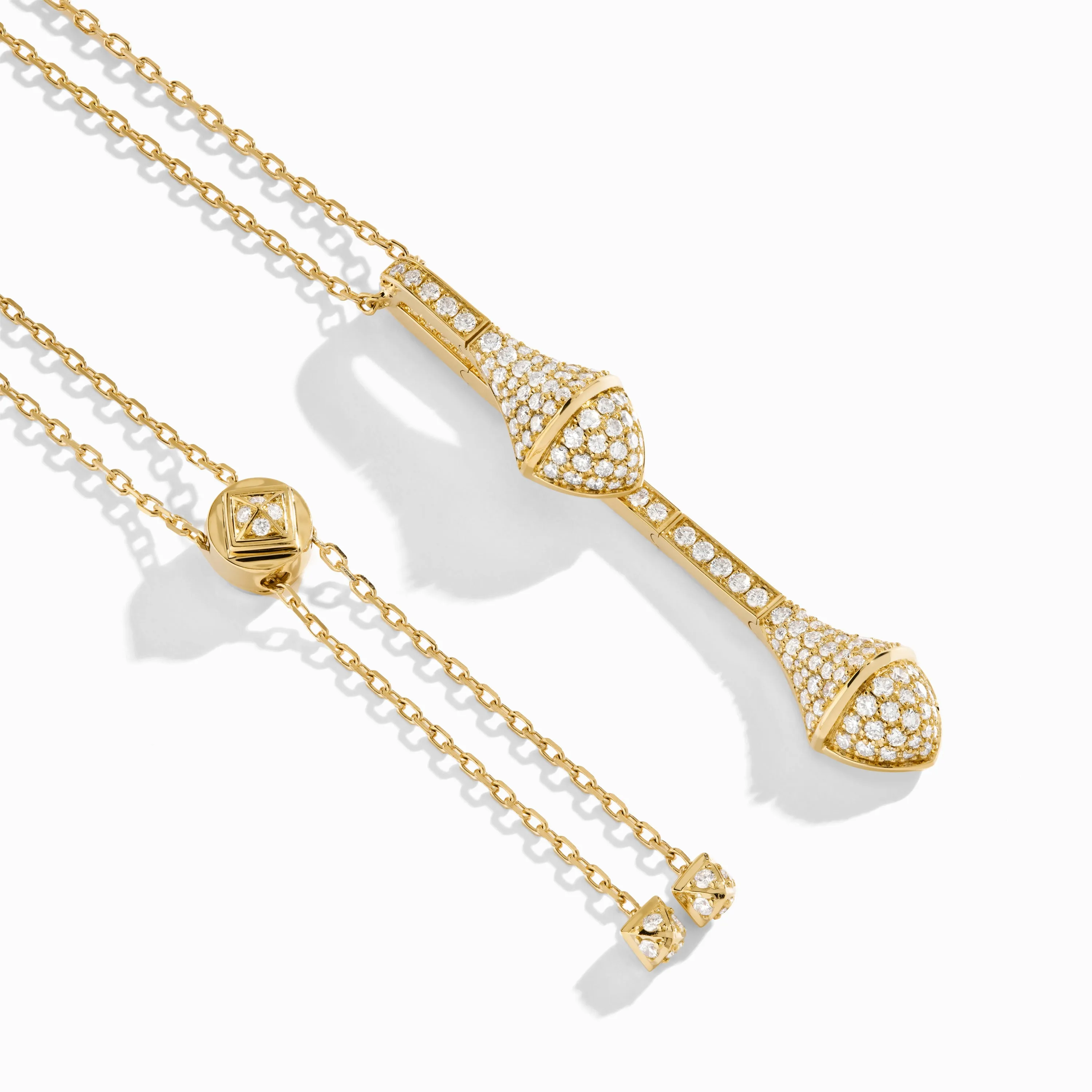 Cleo Long Chain Full Diamond Drop Pendant Necklace