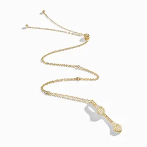 Cleo Long Chain Full Diamond Drop Pendant Necklace