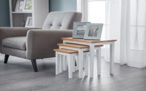 Cleo Nest Of Tables White / Natural Oak