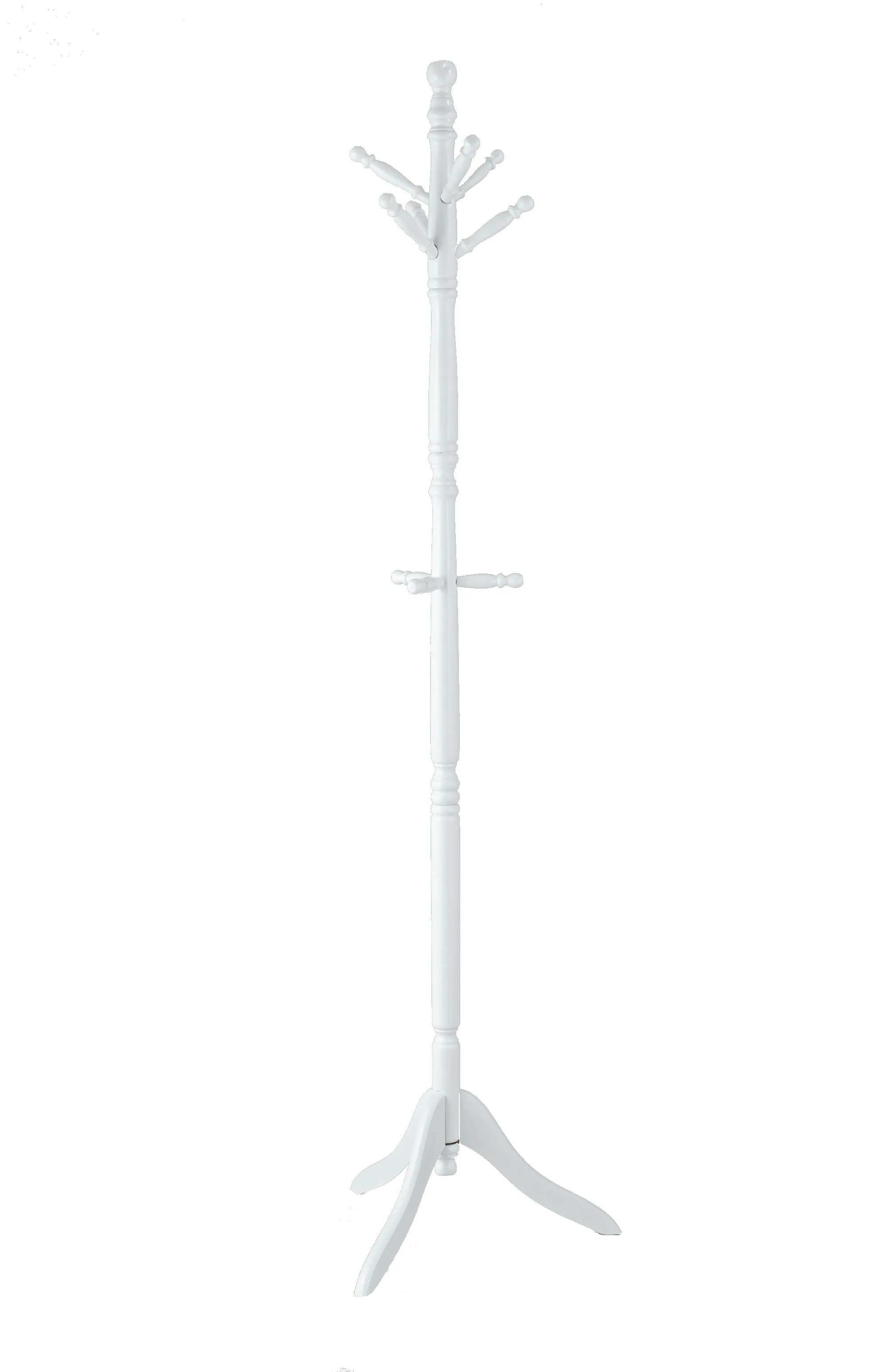 Cleo Wooden Coat Stand with 9 Hooks-Solid Wood in White Finish