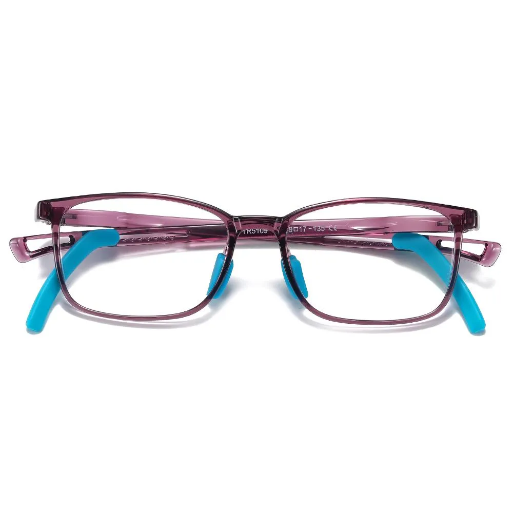 Clever - (Age 5-13)Children Non-slip Blue Light Blocking Glasses - Transparent Purple