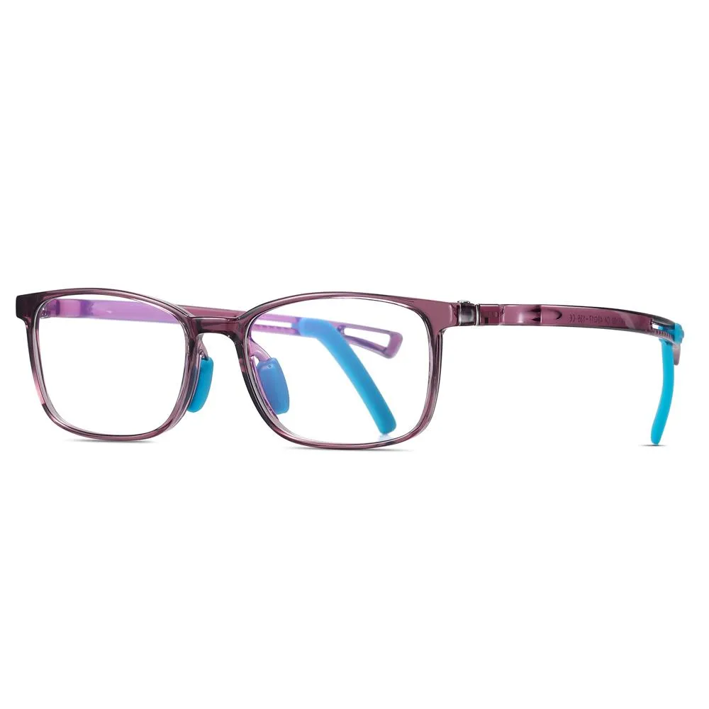 Clever - (Age 5-13)Children Non-slip Blue Light Blocking Glasses - Transparent Purple