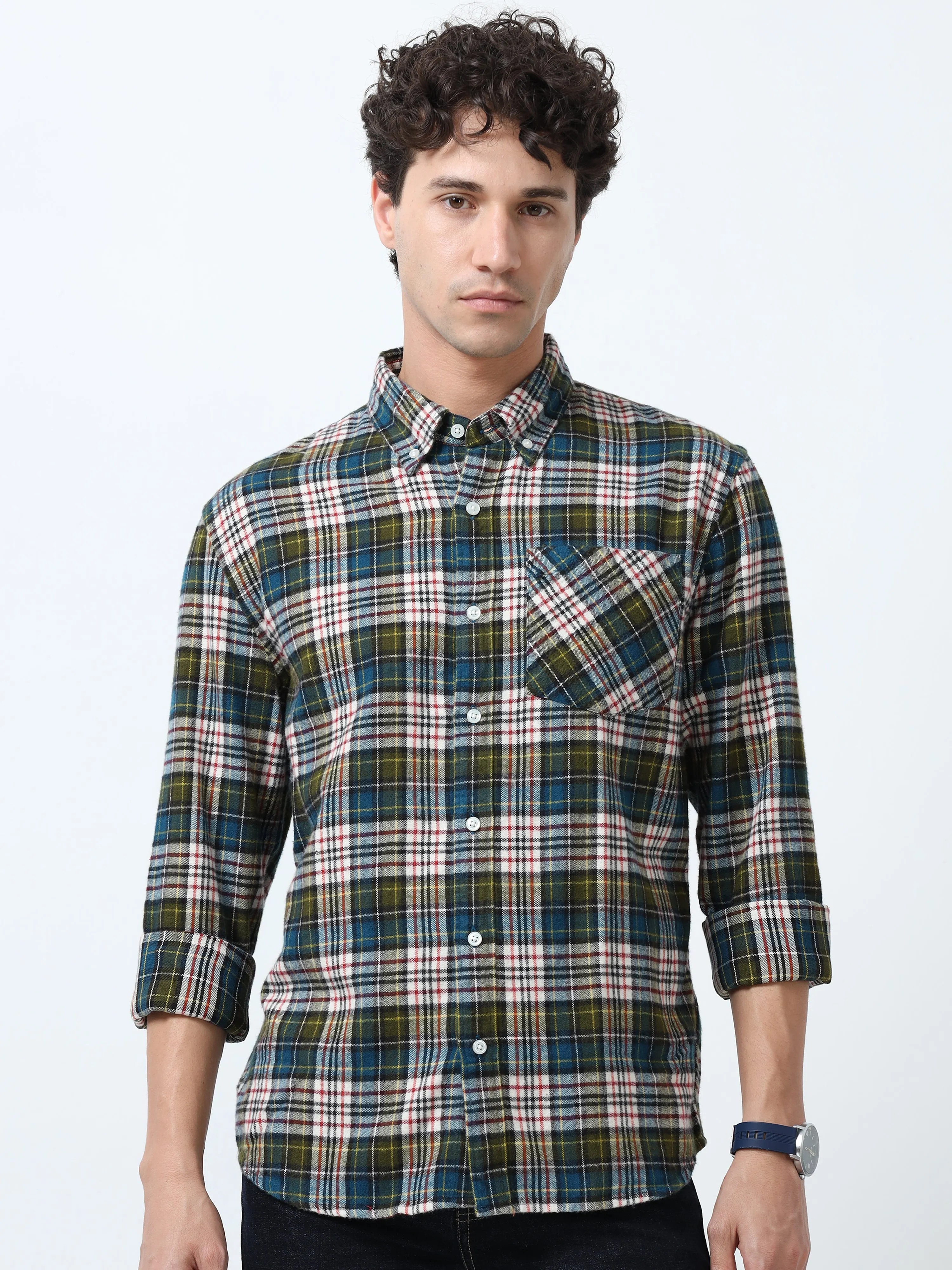 Clio - Brushed Checkered Shirt - Forest Plaid