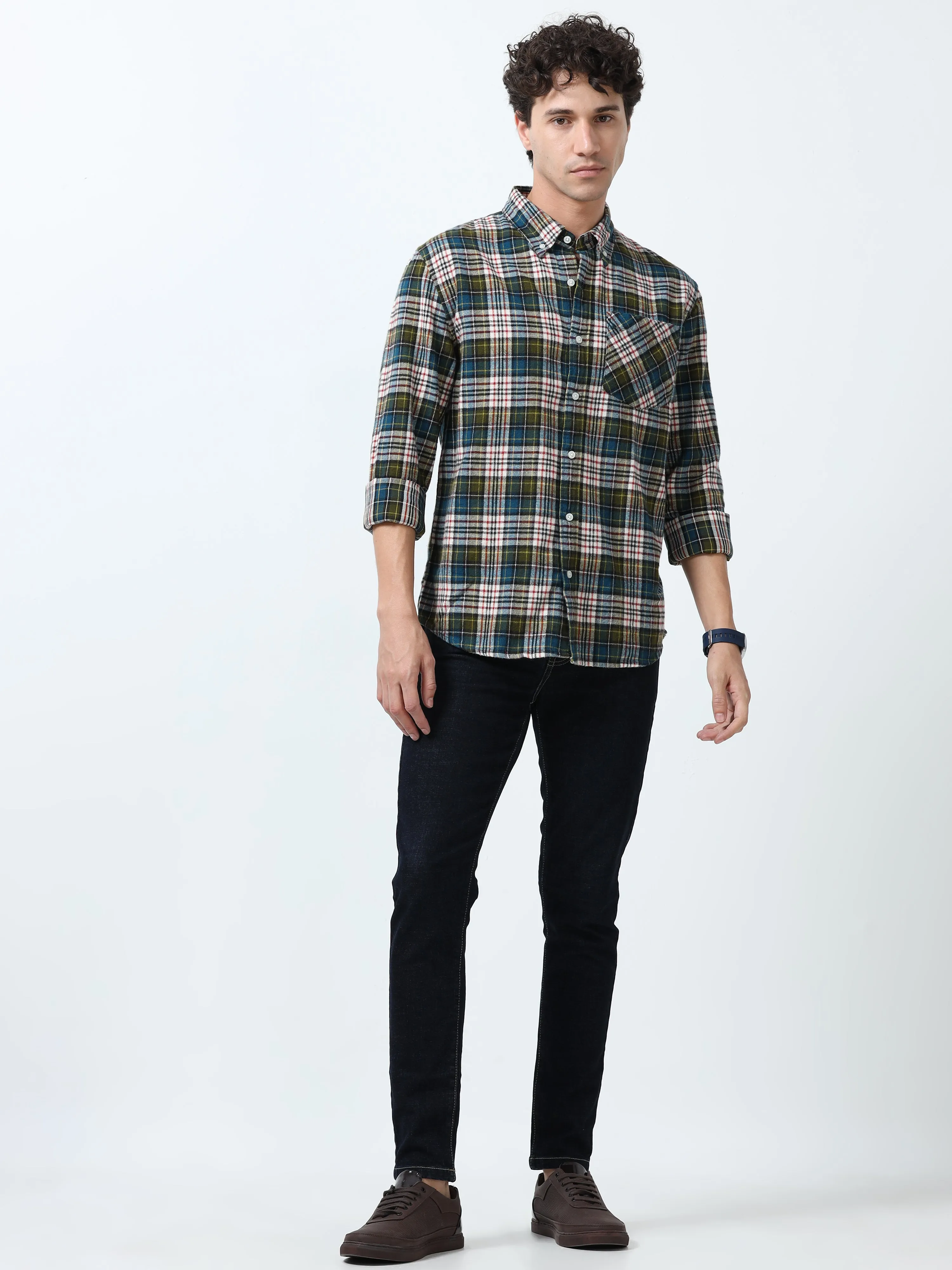 Clio - Brushed Checkered Shirt - Forest Plaid