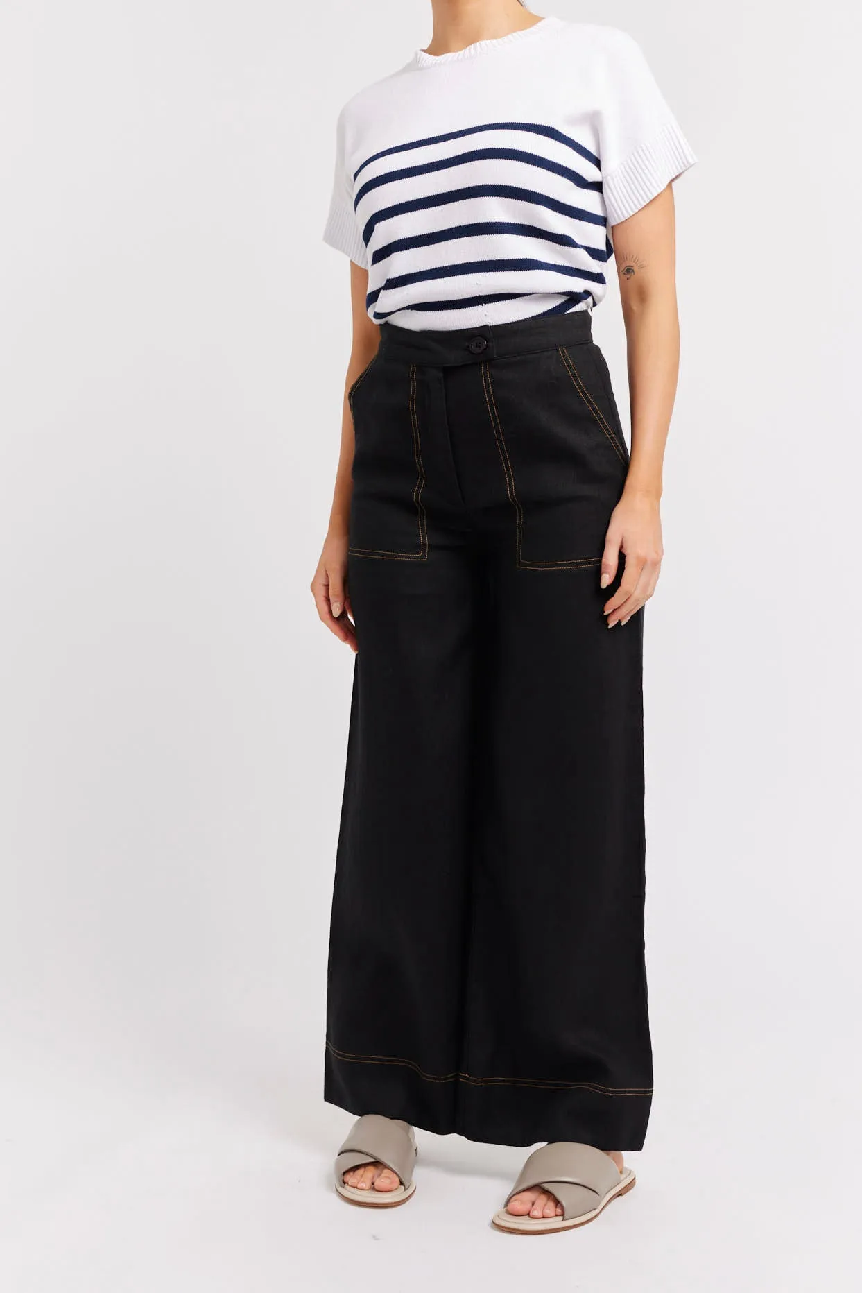 Clio Linen Pant in Black