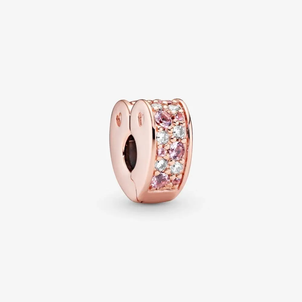 Clip a cuore con pavé rosa - 787020NPM