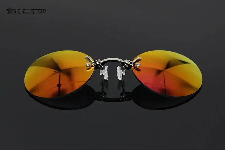 Clip On Nose Glasses Round Rimless Matrix Morpheus Sunglasses