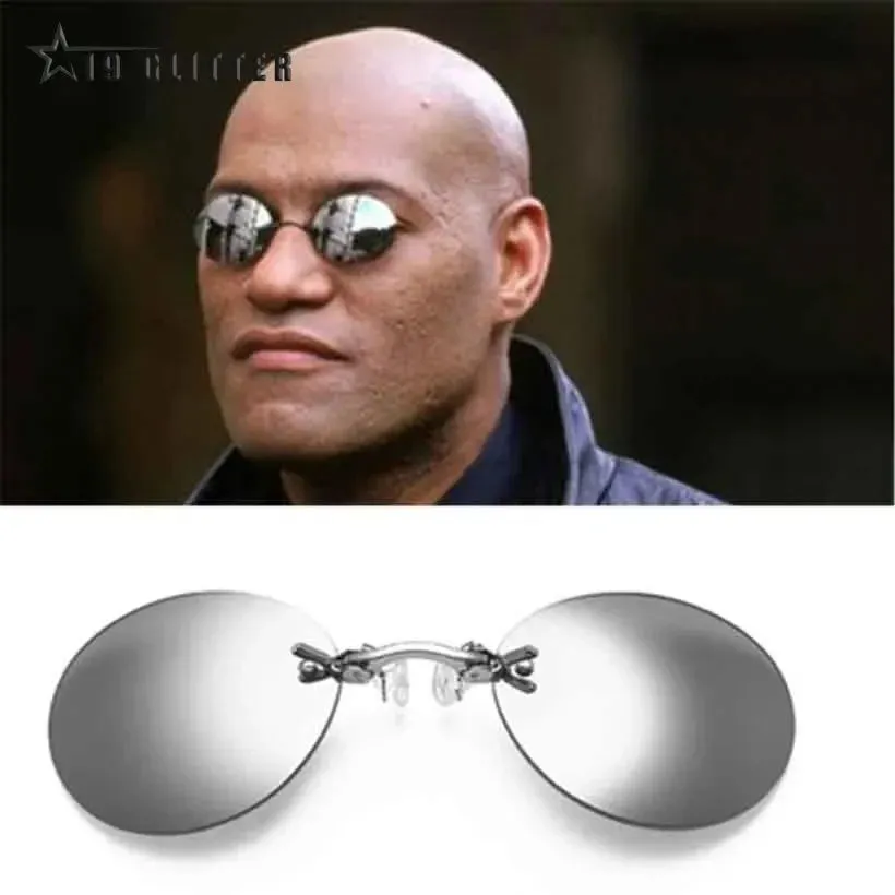 Clip On Nose Glasses Round Rimless Matrix Morpheus Sunglasses