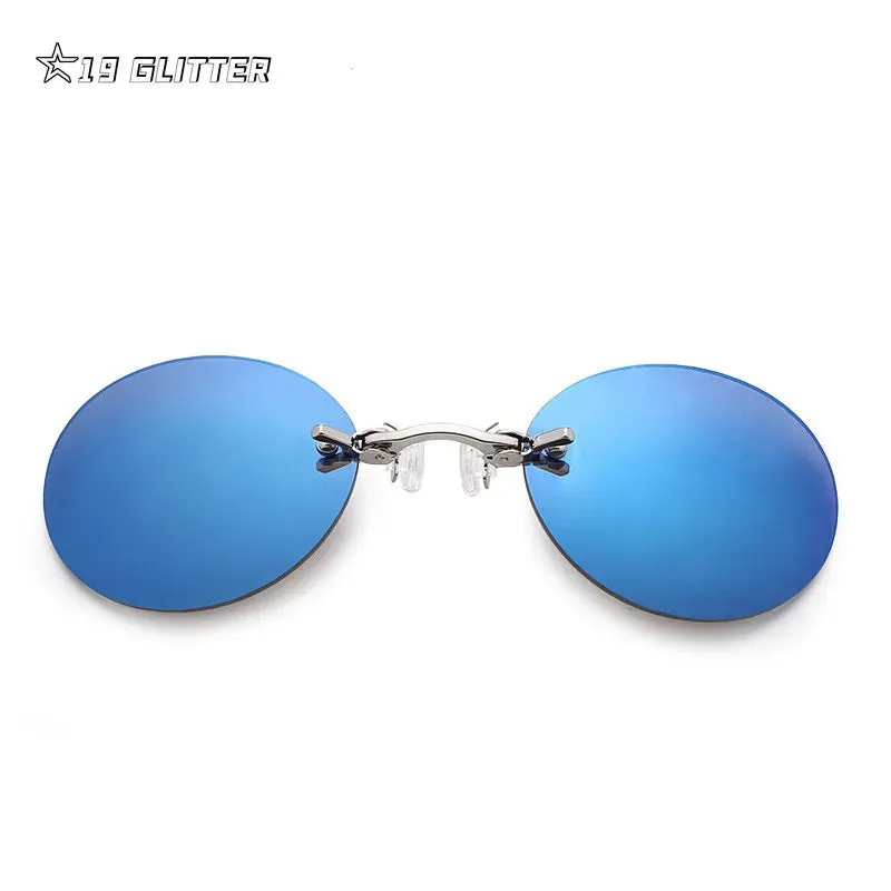 Clip On Nose Glasses Round Rimless Matrix Morpheus Sunglasses