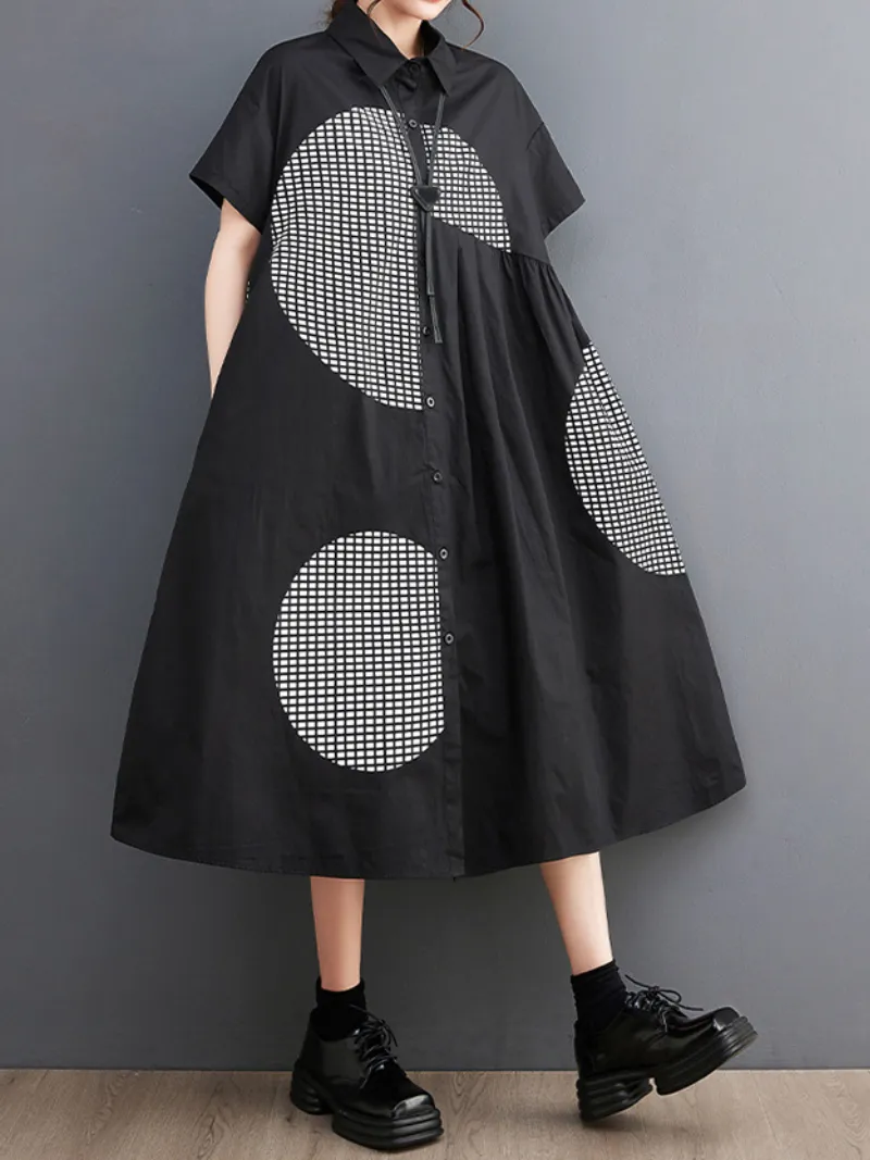 Close Your Eyes Polo Collar A-line Dress