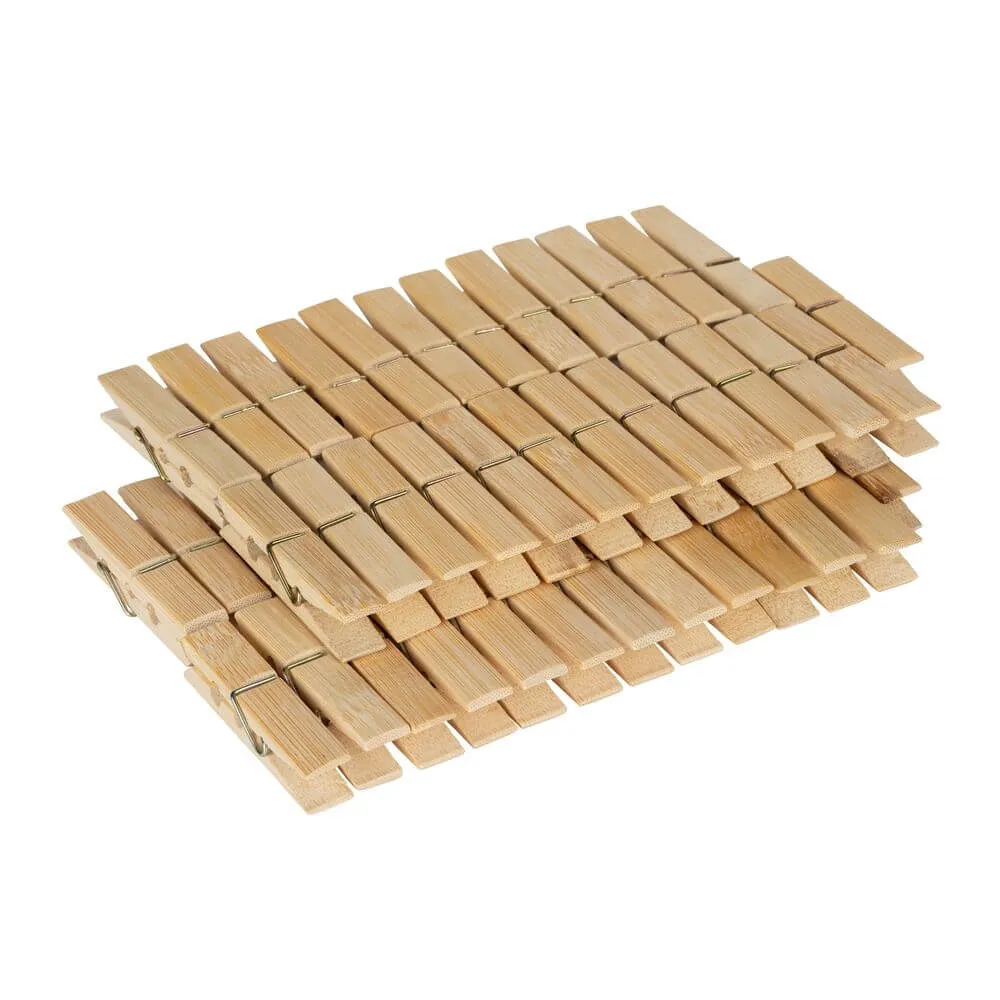 Clothes Peg Bag & 50 Piece Bamboo Pegs