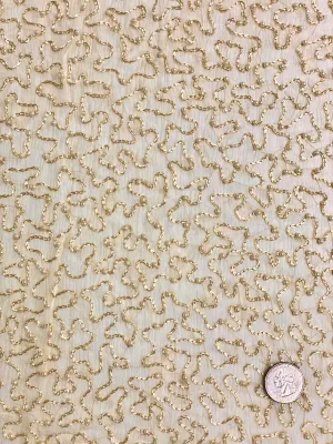 Cloud Cream Sequin & Beads On Silk Chiffon JEC-070-8 Fabric