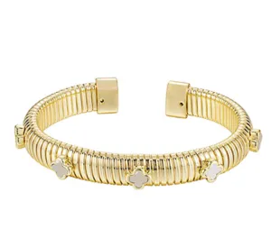 Clover Accent Omega Cuff Bracelet