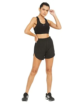 Clovia Women's Polyester Activewear Sports Shorts (AB0056P13_Black_XXL)