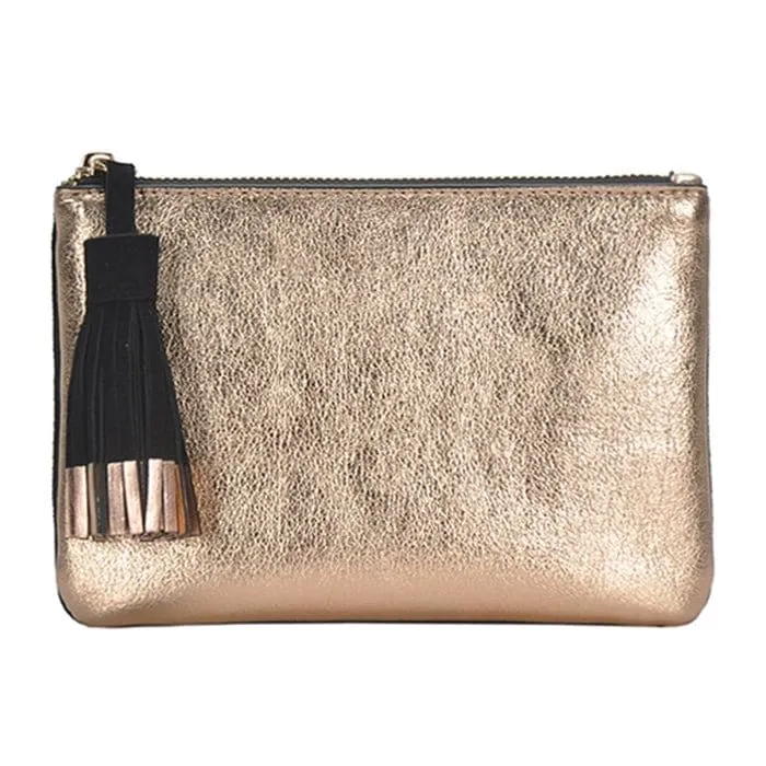 CLS82208 Metallic Pouch With Suede Tassel