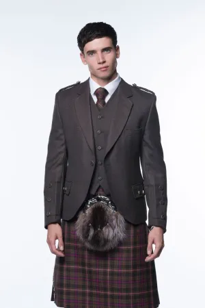 Clunie Brown Tweed Kilt Jacket and Waistcoat