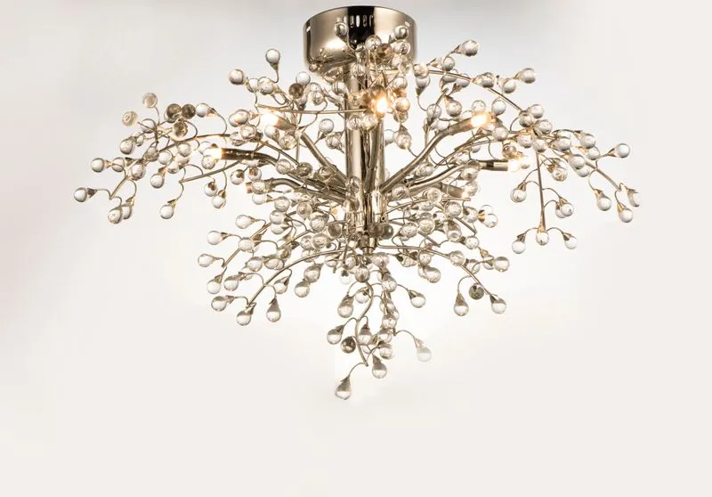 Cluster 28.5" 8 Light Semi-Flush Mount in Polished Nickel