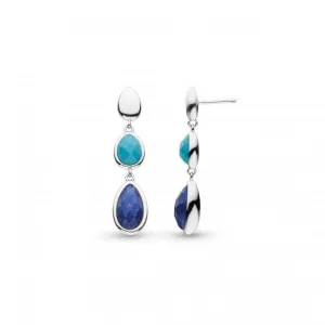 Coast Pebble Azure Gemstone Trio Droplet Stud Drop Earrings 50175LMG