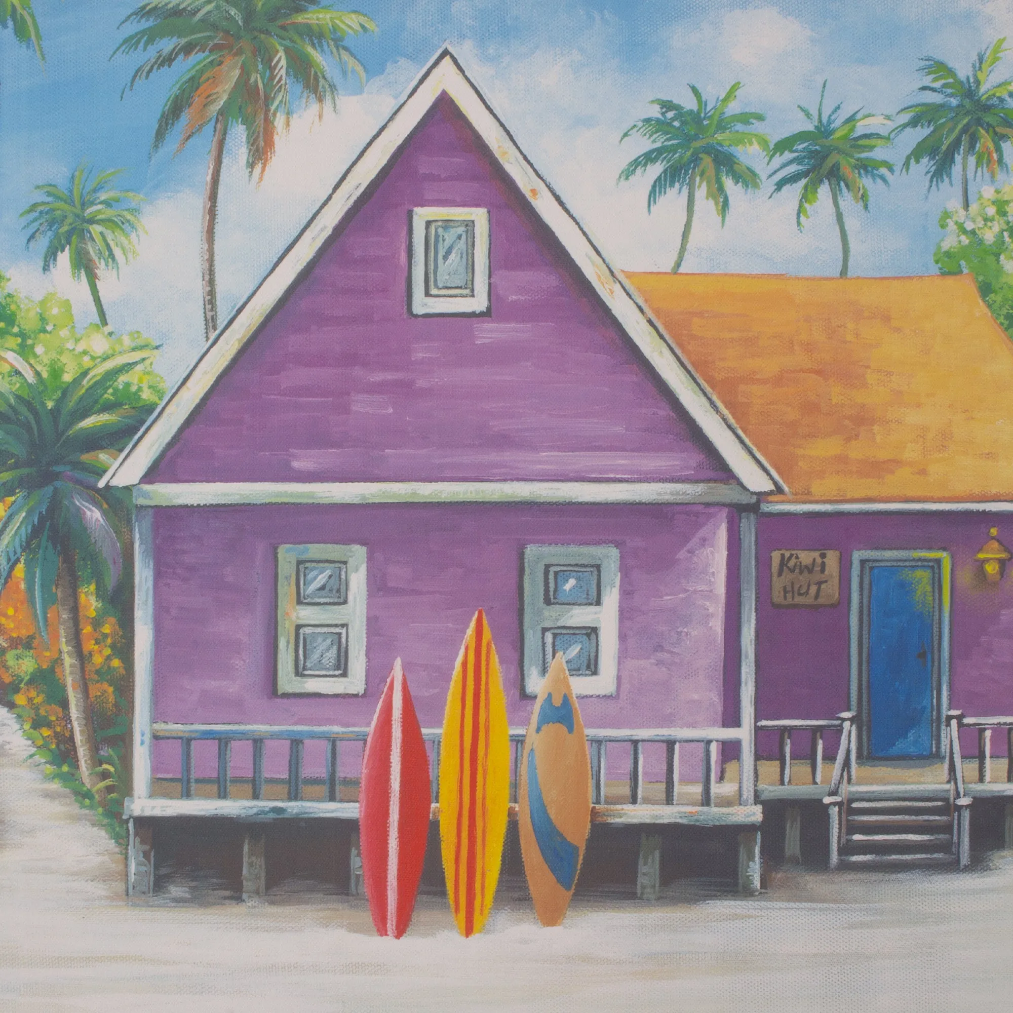 Coastal Cabins Crop Outdoor Canvas Art Print - 16x48