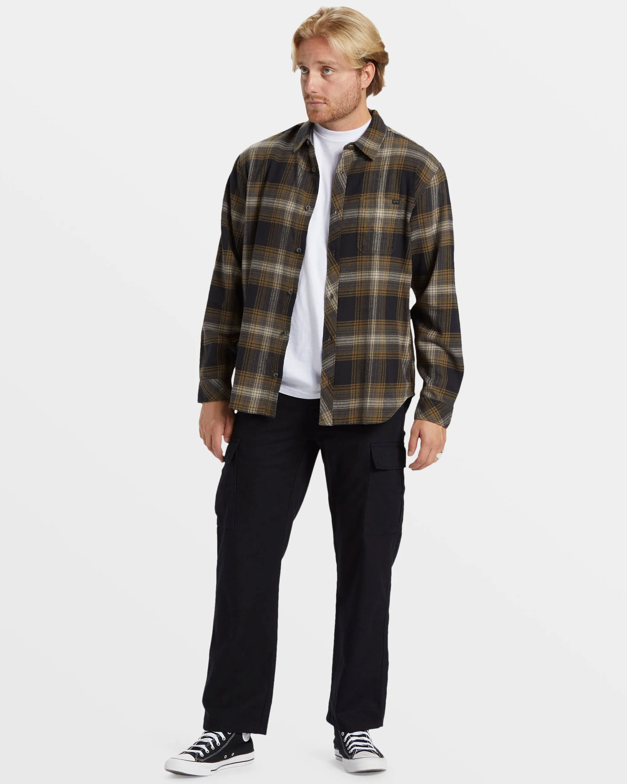 Coastline Long Sleeve Flannel Shirt - Military