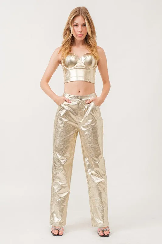 COATED METALLIC PANTS