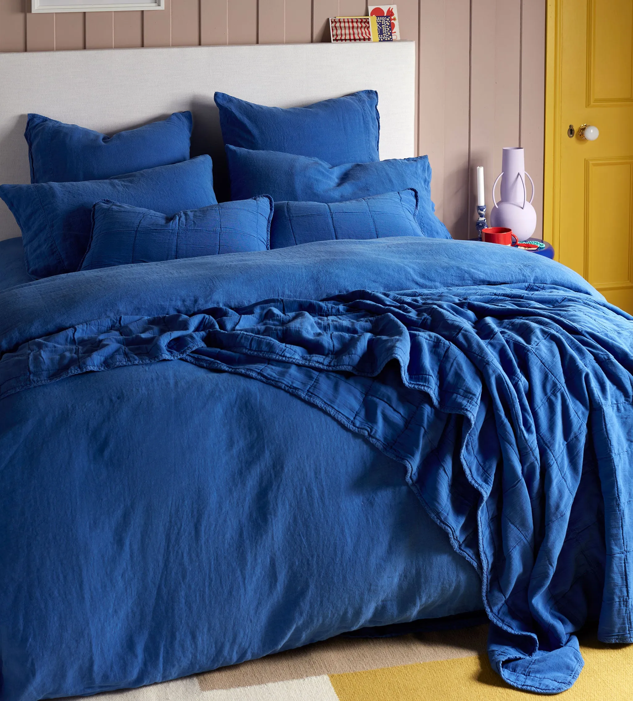 Cobalt Finn 100% Cotton Quilted Throw