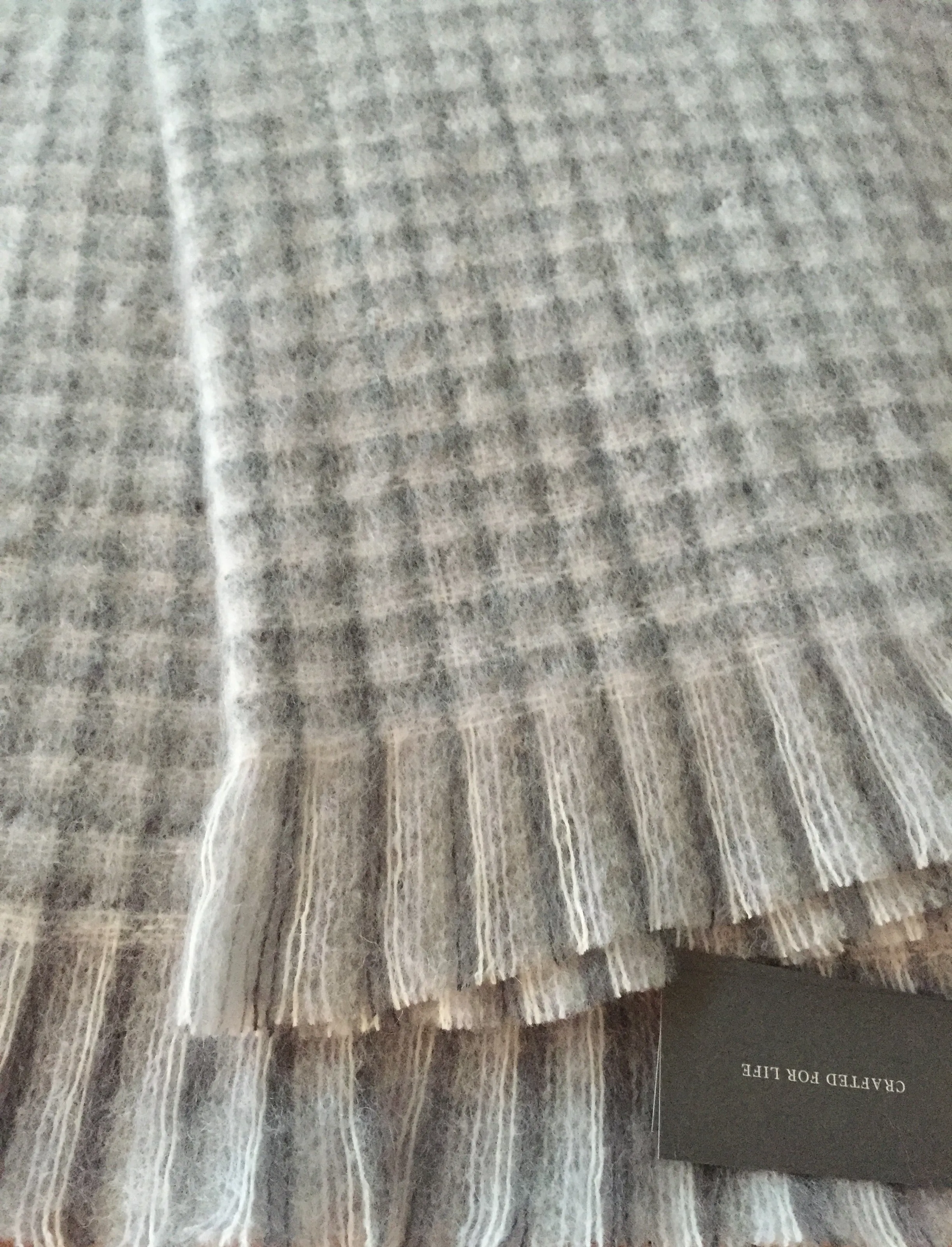 Cobweb Grey Check Mohair Throw Rug