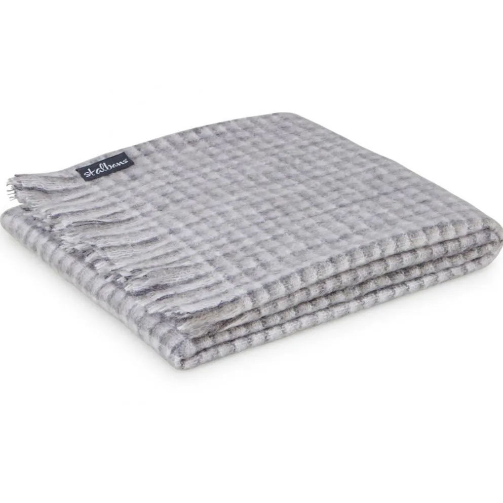 Cobweb Grey Check Mohair Throw Rug