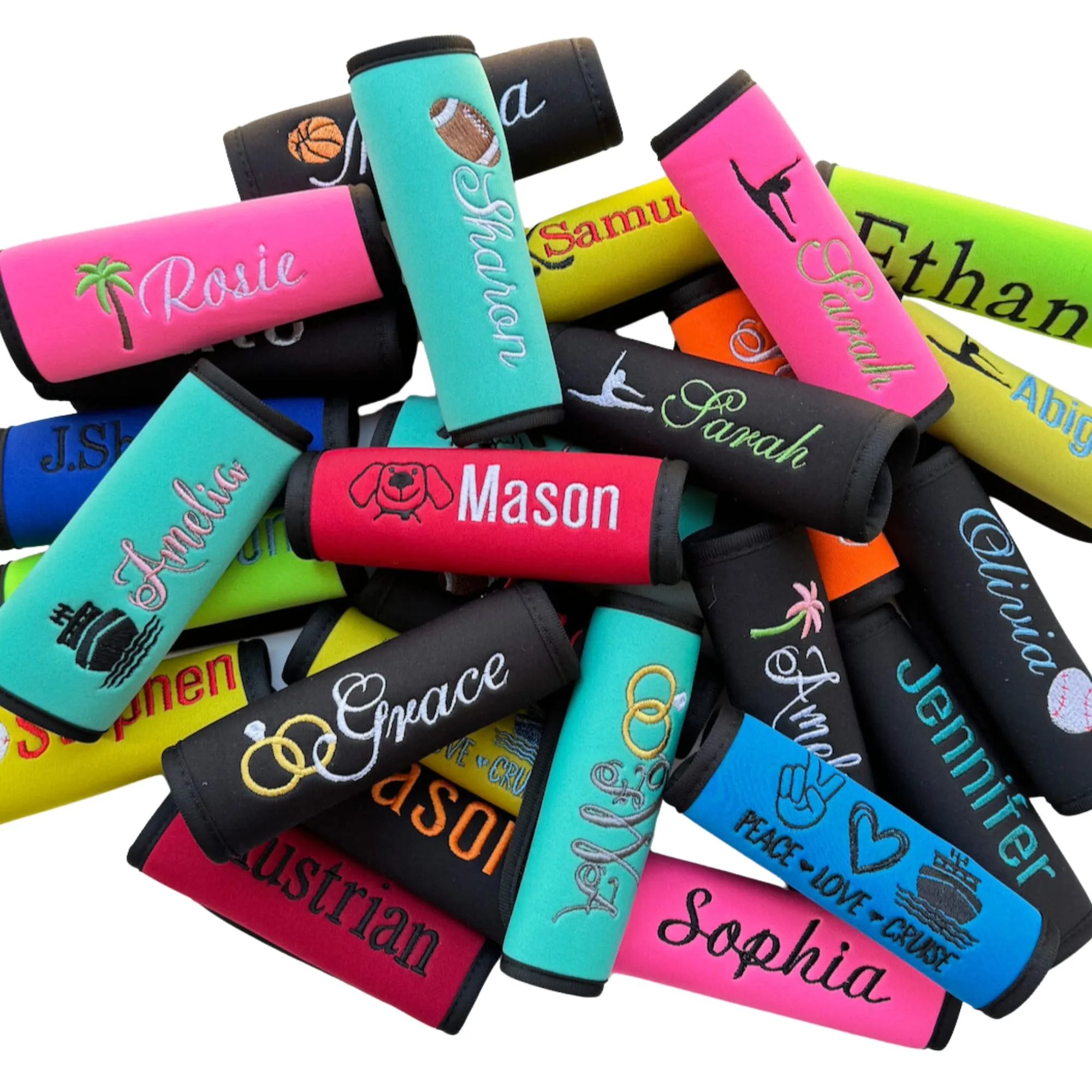 Cocktail Name Luggage Handle Wrap Personalized and Embroidered, Girl's trip Name Suitcase Tag