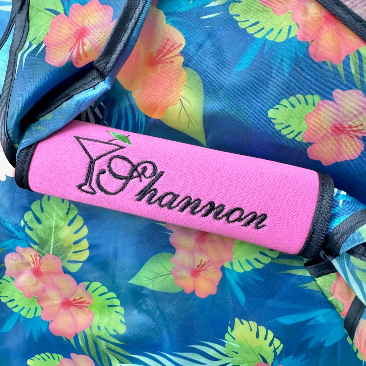 Cocktail Name Luggage Handle Wrap Personalized and Embroidered, Girl's trip Name Suitcase Tag