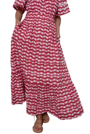 Coco Skirt Red And Pink Zigzag Stripe