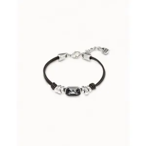 Cocodrile Grey Leather Faceted Crystal Bracelet