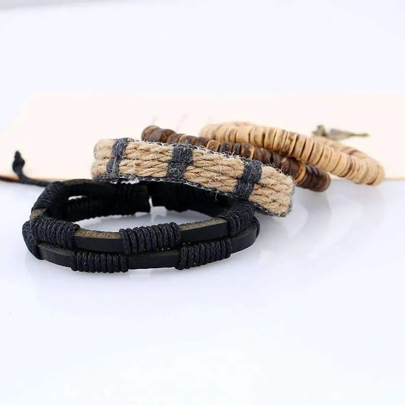 Coconut Leather Stacked Bracelet