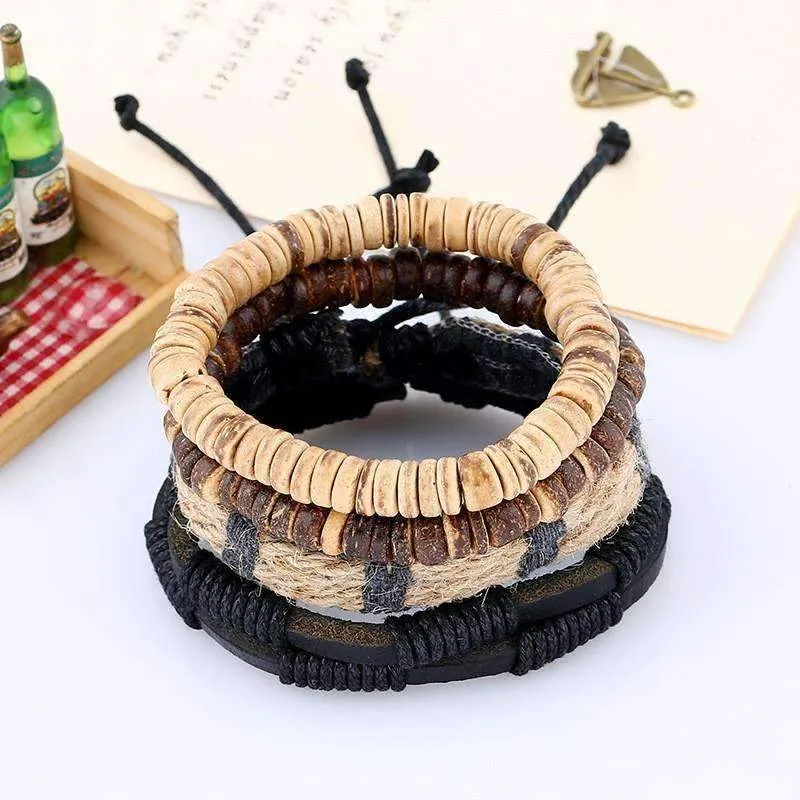 Coconut Leather Stacked Bracelet