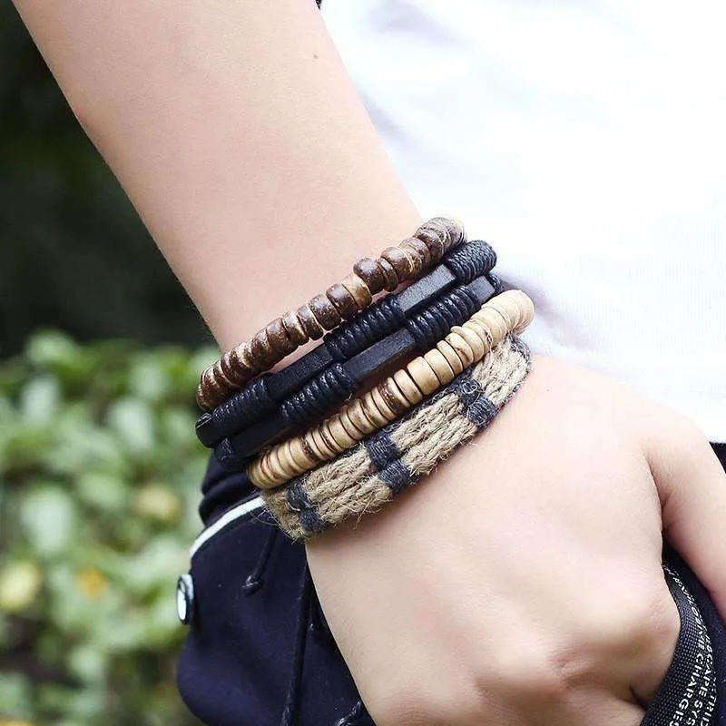 Coconut Leather Stacked Bracelet