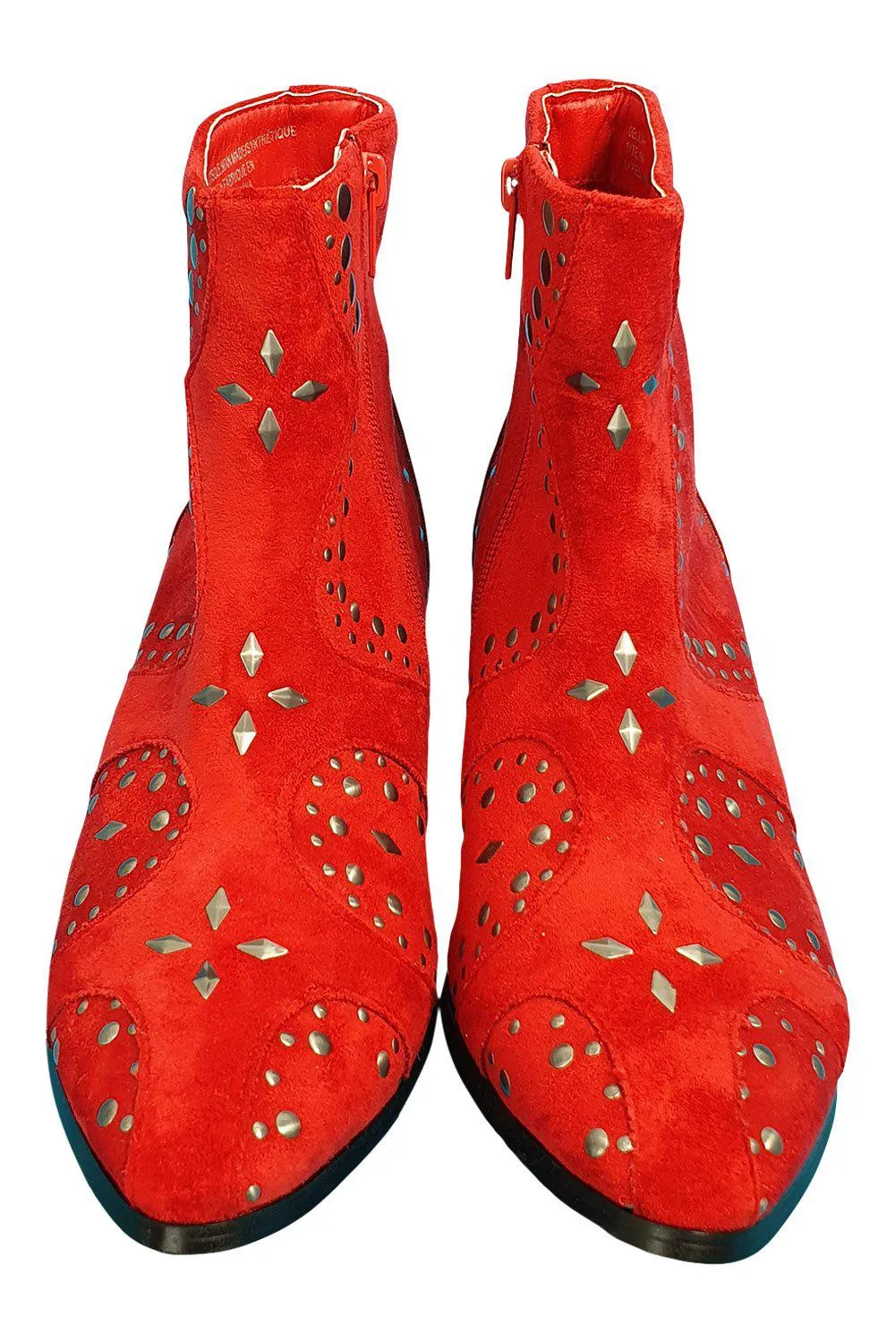 COCONUTS by Matisse Red Suede Studded Ankle Boots (US 6 | UK 3)