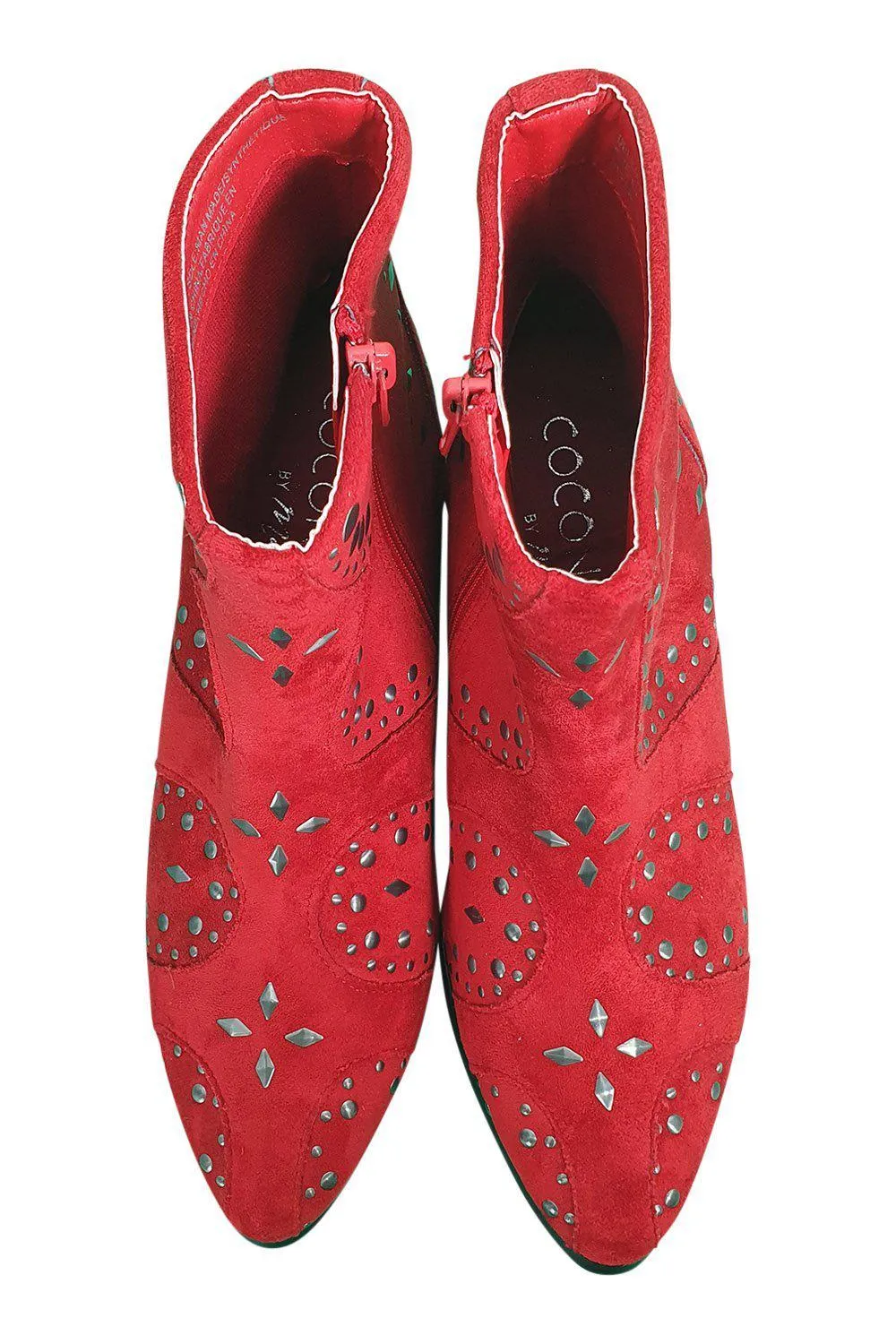 COCONUTS by Matisse Red Suede Studded Ankle Boots (US 6 | UK 3)