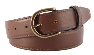 Coffee Brown Smooth Leather Belt, Soho Buckle (Antique Brass)