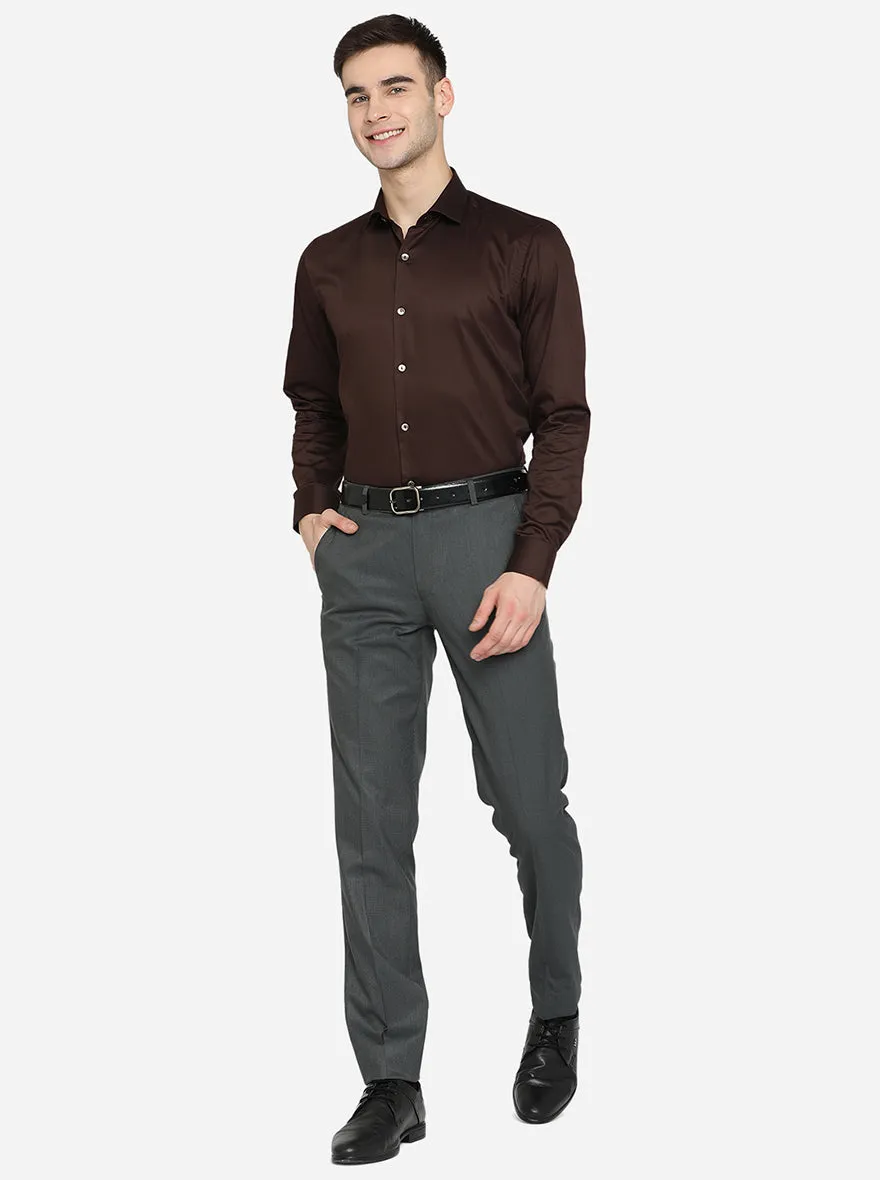 Coffee Brown Solid Slim Fit Party Wear Shirt | Wyre