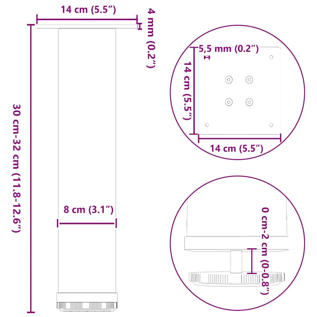 Coffee Table Legs 4 pcs White 30-32 cm Steel