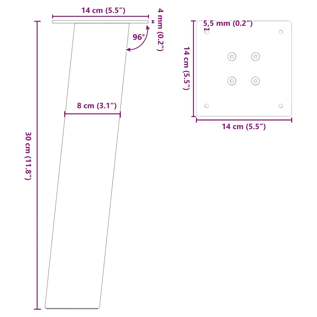 Coffee Table Legs 4 pcs White 30 cm Steel